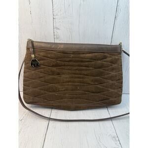 Brown Suede Quilted Handbag Purse Vintage Bag Morris Moskowitz